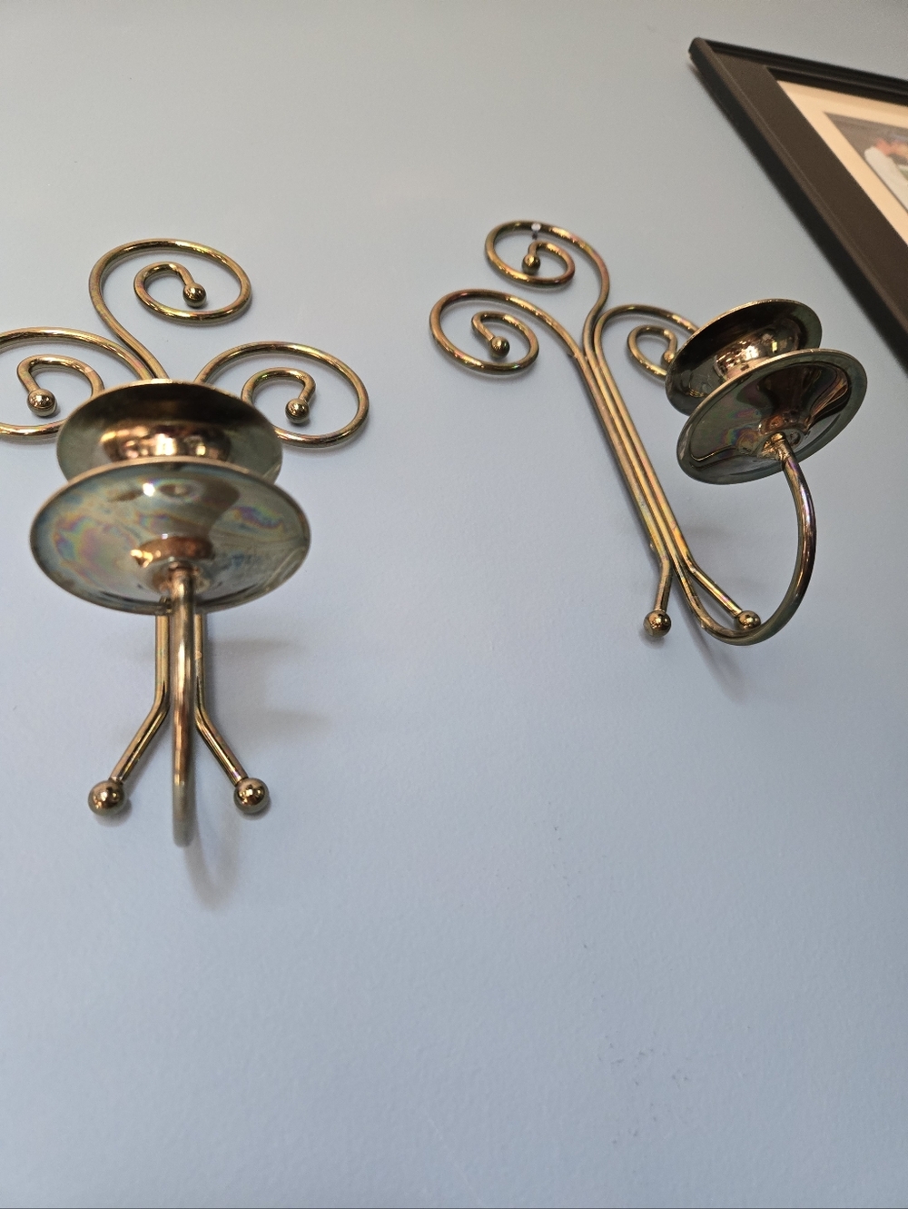 Vintage Home Interiors & Gifts Brass Scroll Wall Sconces - Set of 2 - Picture 8 of 11
